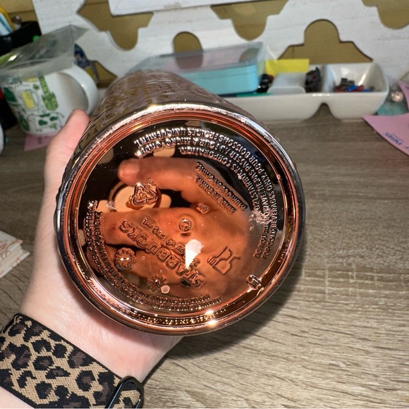 Starbucks Limited Edition Rose Gold Metallic Bling Plastic Cold Cup 24oz NWOT - Picture 6 of 9